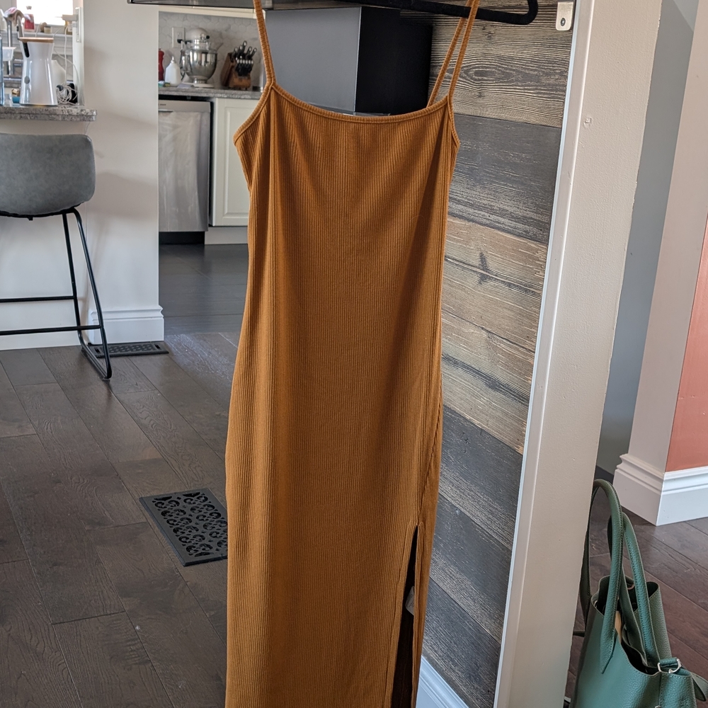 Elegant Tan Sleeveless Dress